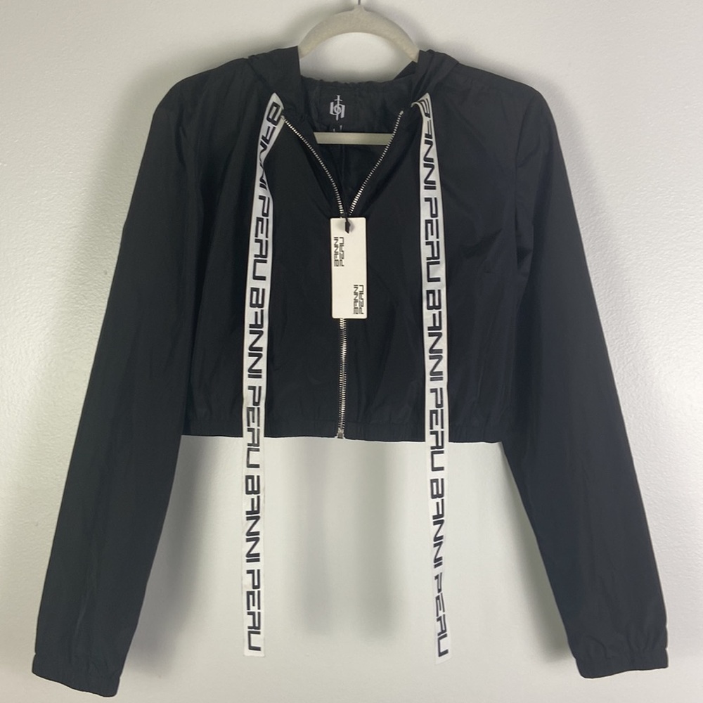 Banni Peru Jacket Cropped  Lightweight Hoodie Black size L